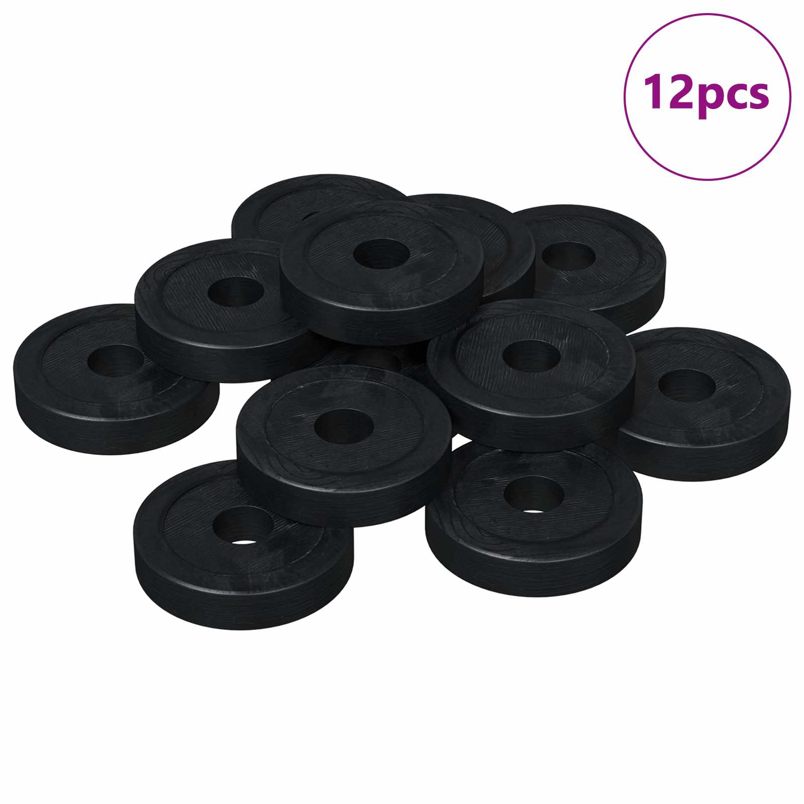 adecuado para arandelas planas 12 pcs Negro ∅15 x 3 mm
