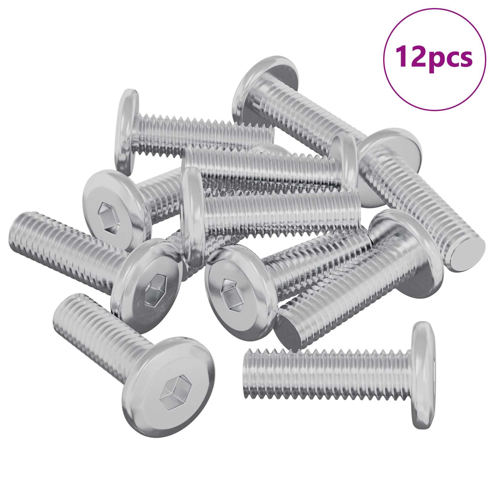 Tornillo 12 pcs Plateado 8 x 25 mm Acero