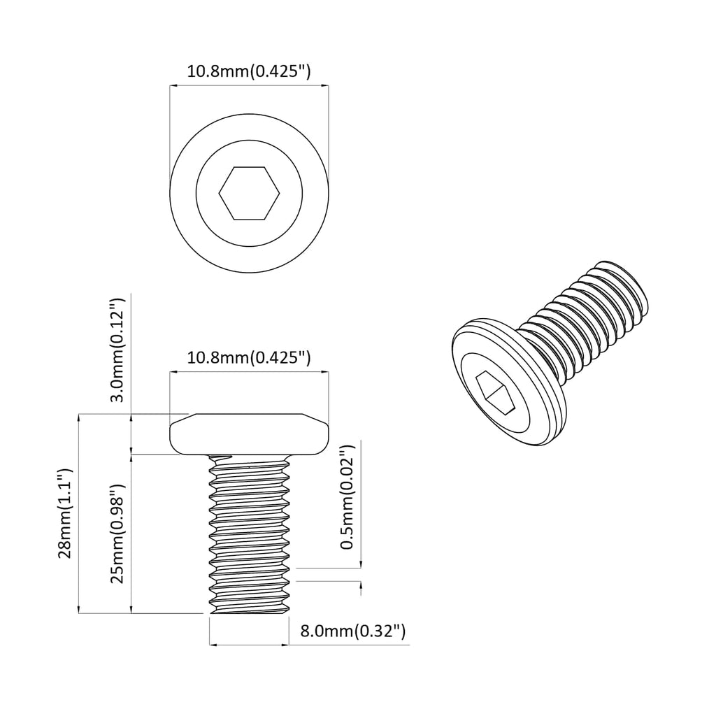 Tornillo 12 pcs Plateado 8 x 25 mm Acero
