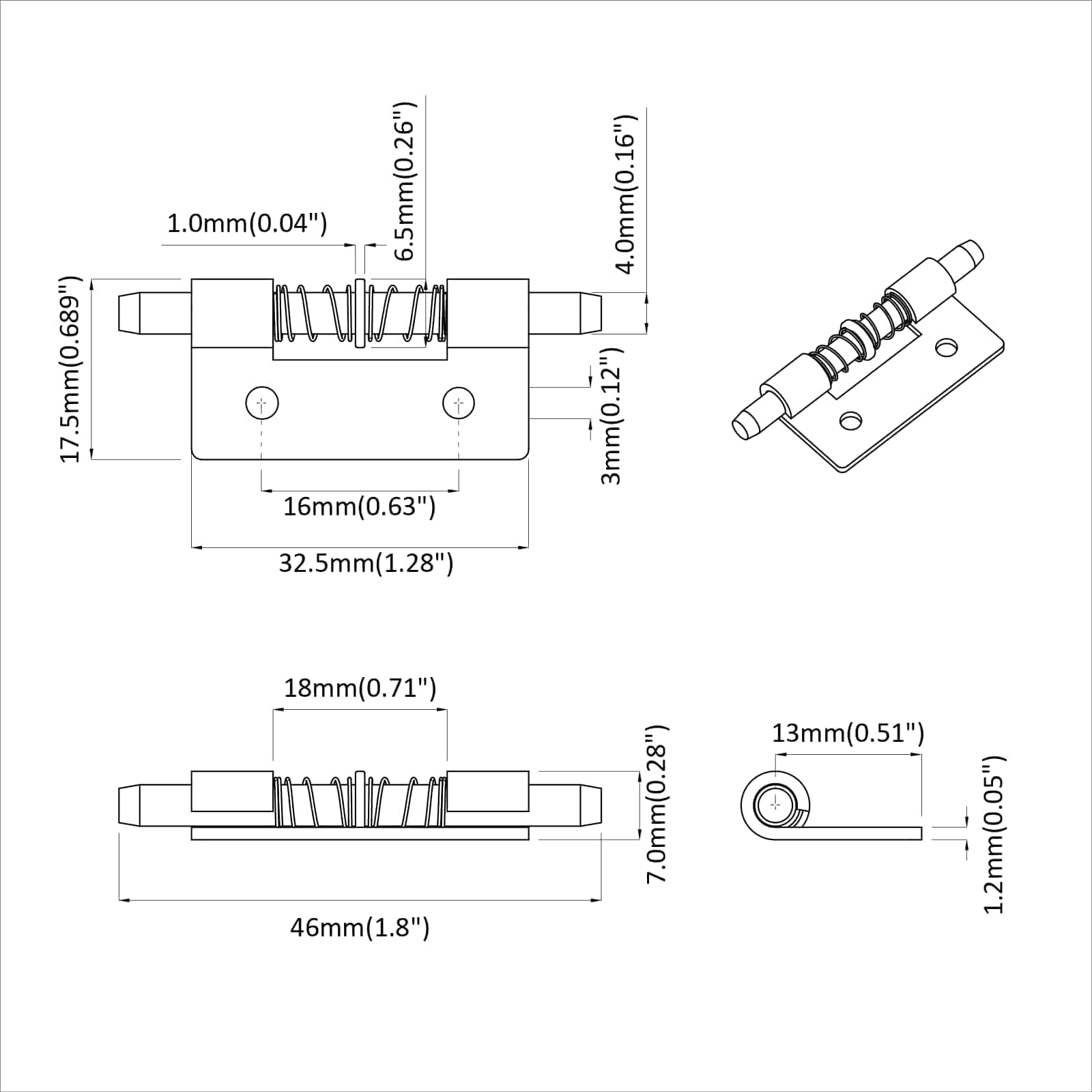 Pestillo 12 pcs Plateado 46 x 17 x 1,2 mm Acero