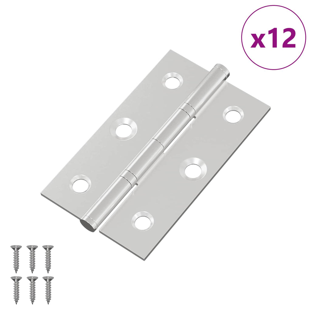 Bisagra Liso 12 pcs Plateado 58 x 35 x 1 mm Acero