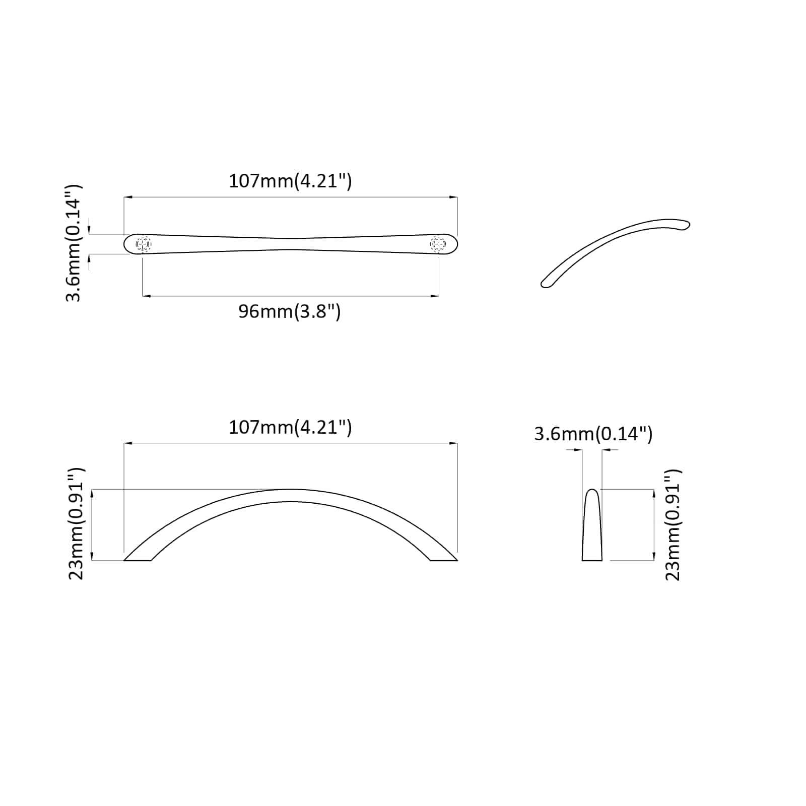 Mango 12 pcs Plateado 107 x 3.6 x 23 mm Acero inoxidable