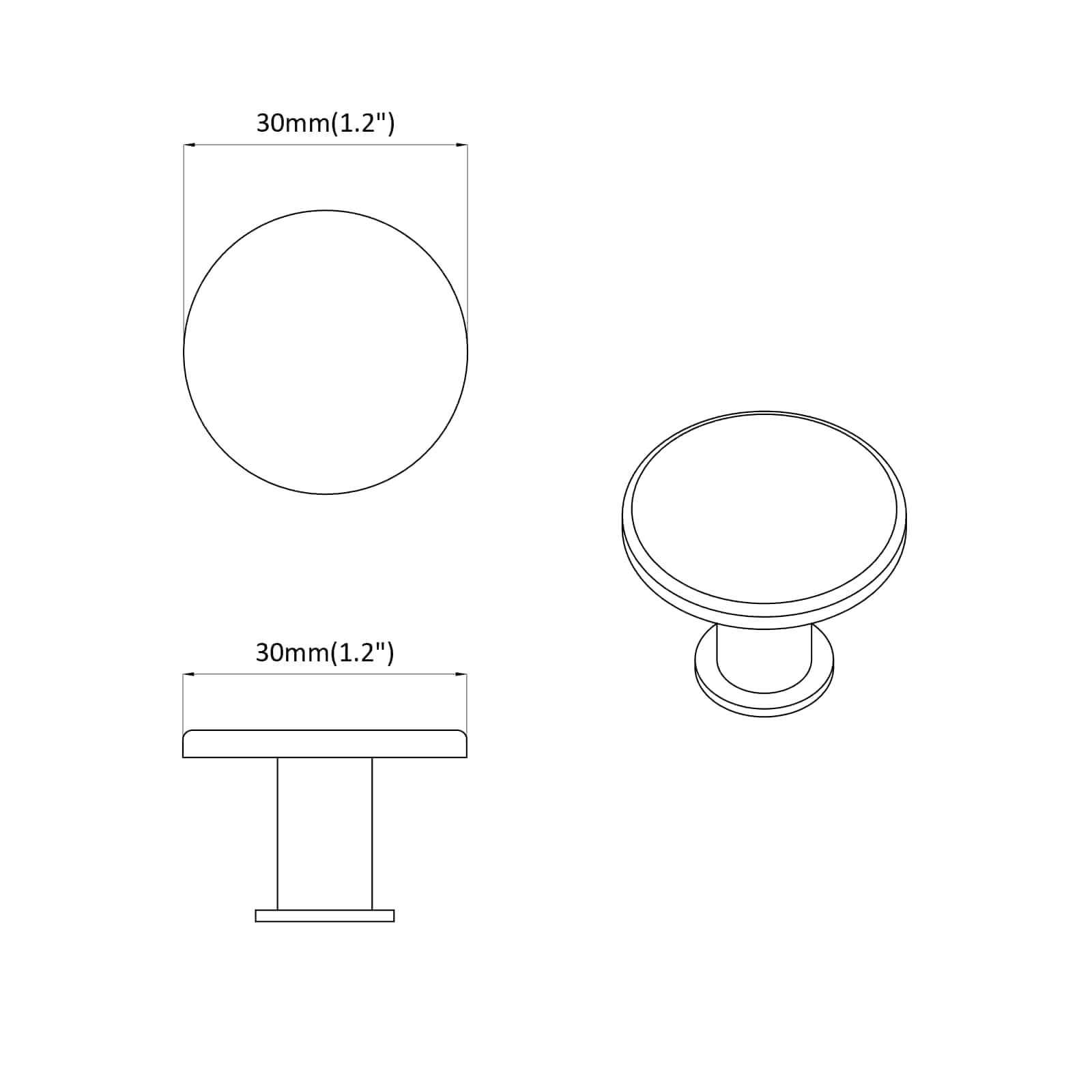Mango 12 pcs Negro Ø30 mm Aluminio