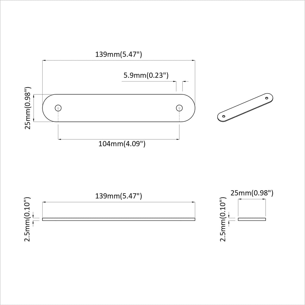 Mangos de Gabinete 2 pcs Marrón 140 x 25 x 2,3 mm PU