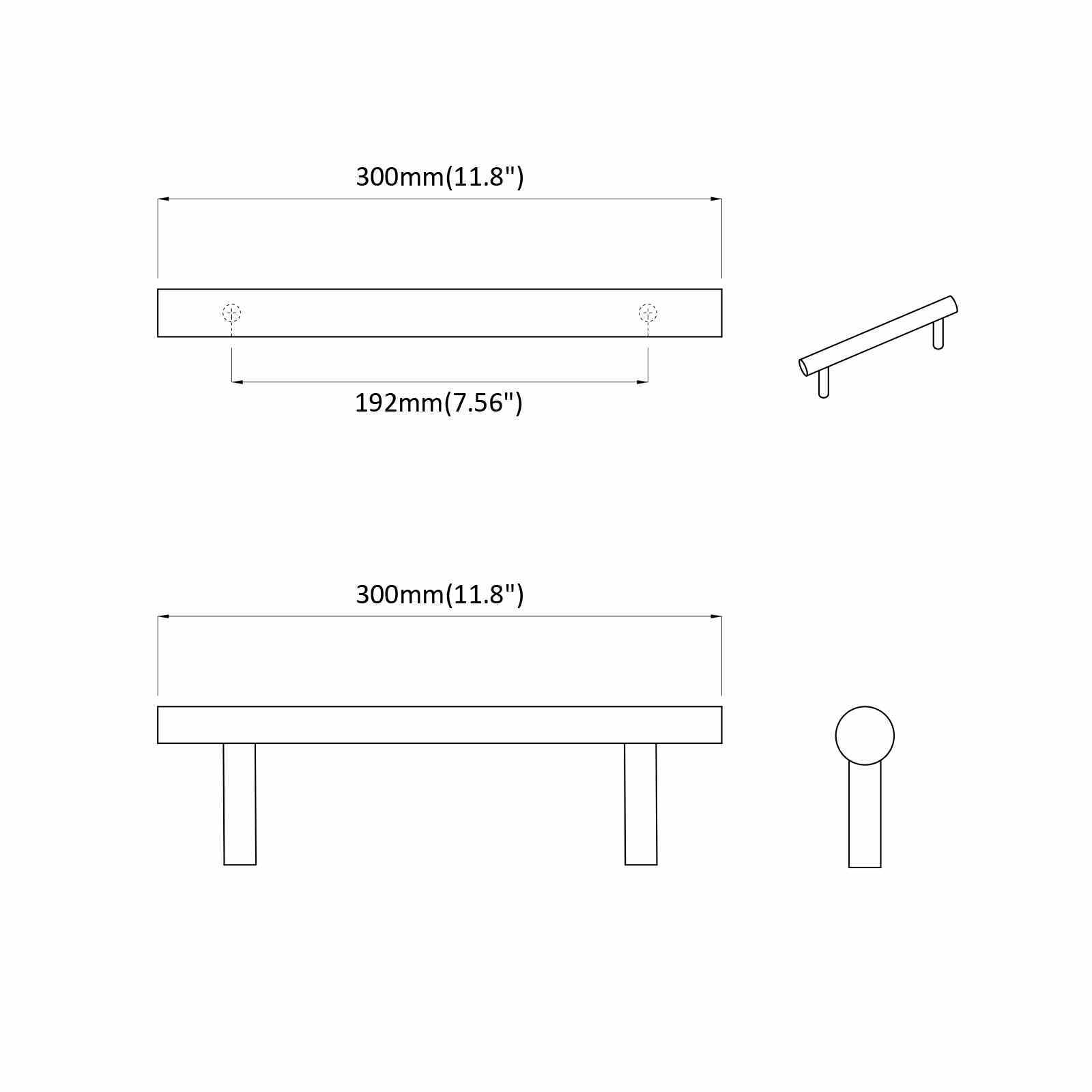 Manija de armario 12 pcs Plateado 300 mm Acero inoxidable