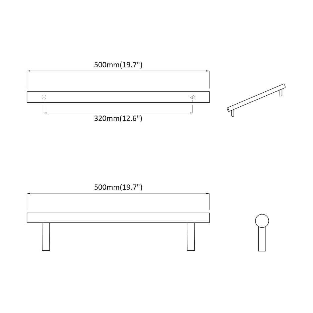 Mango 12 pcs Plateado 500 mm Acero