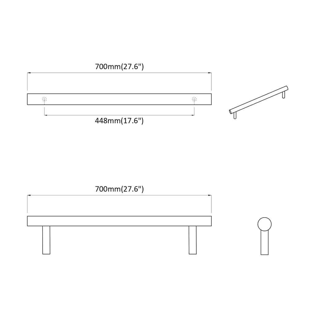 Manija de armario 12 pcs Plateado 700mm Acero inoxidable