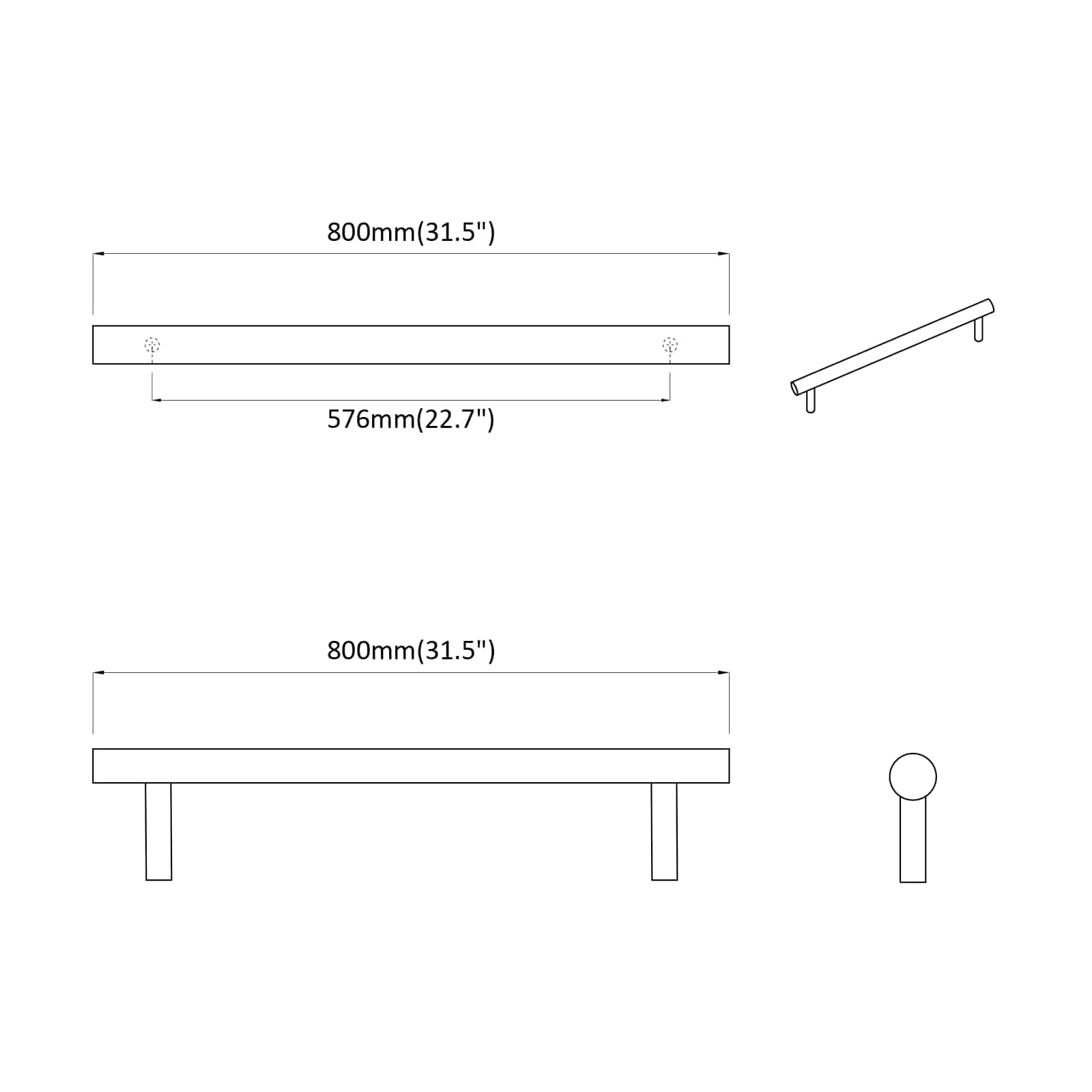Manija de armario 12 pcs Plateado 800 mm Acero inoxidable