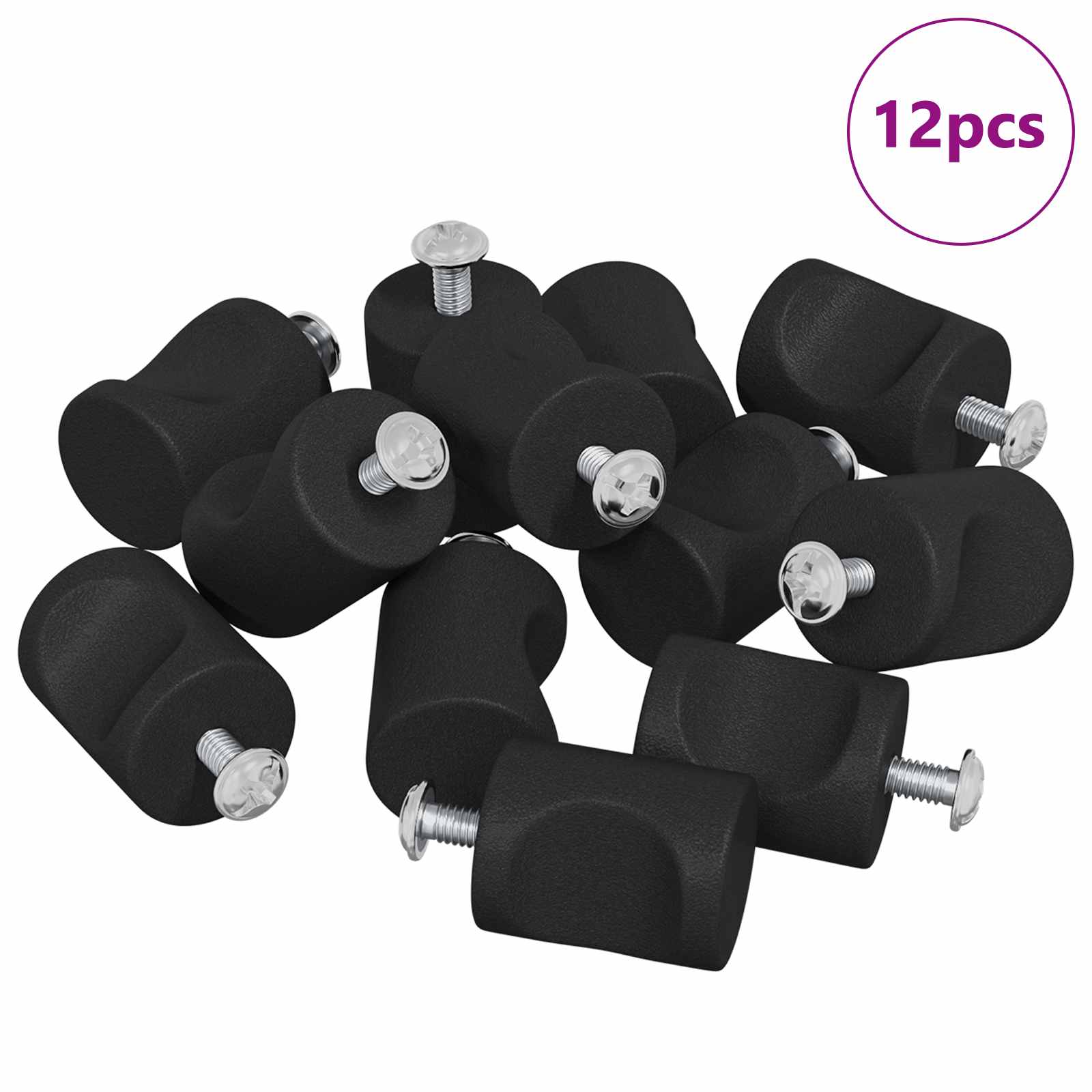 Perillas de armario 12 pcs Negro M4 x 12 mm Hierro