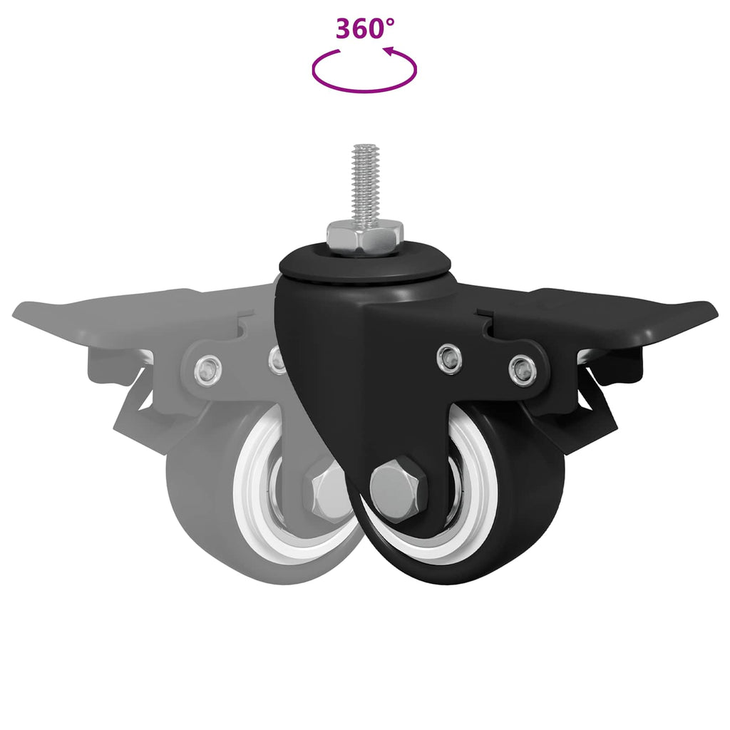 Ruedas 12 pcs Negro M6 x 37 mm Hierro y Nailon