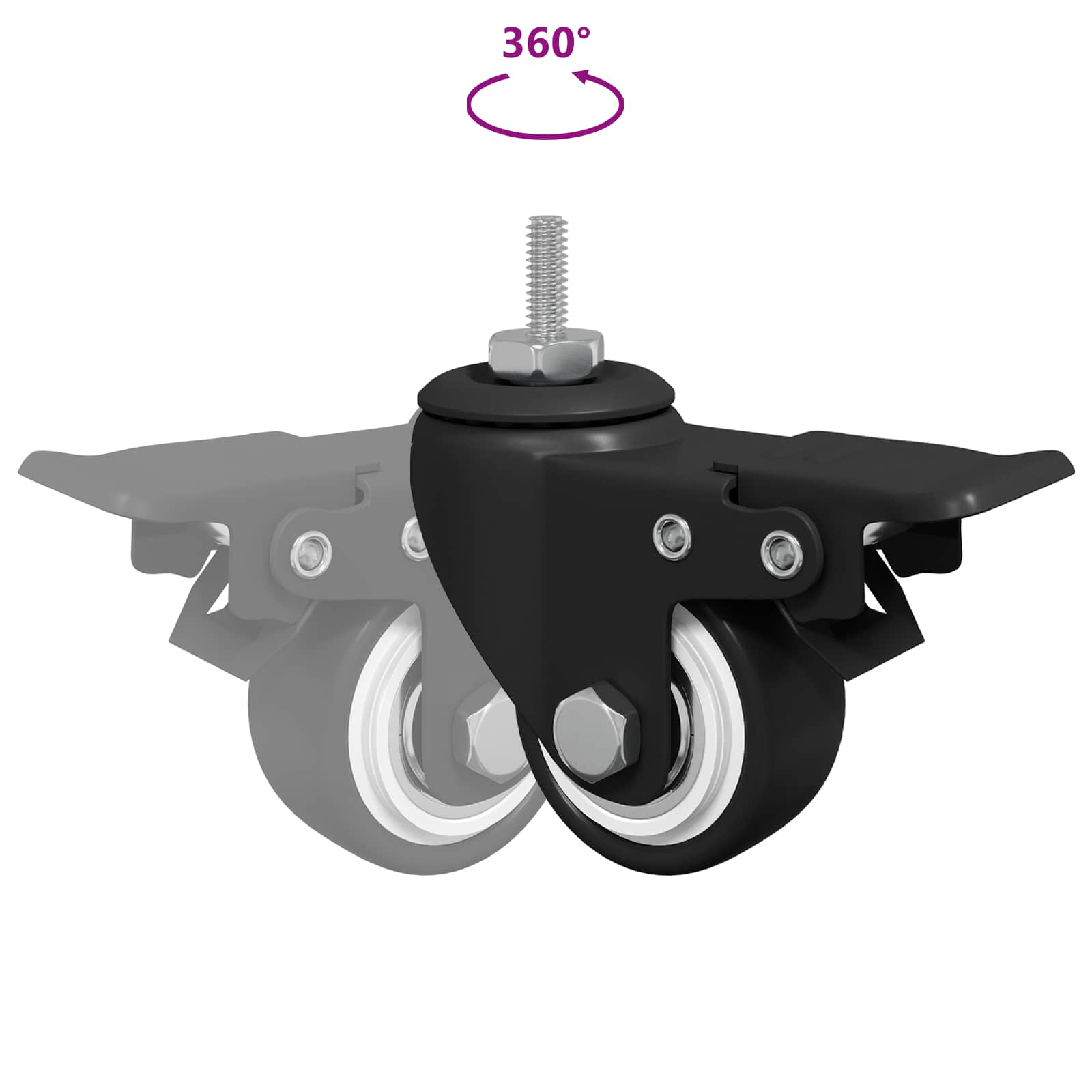 Ruedas 12 pcs Negro M6 x 37 mm Hierro y Nailon