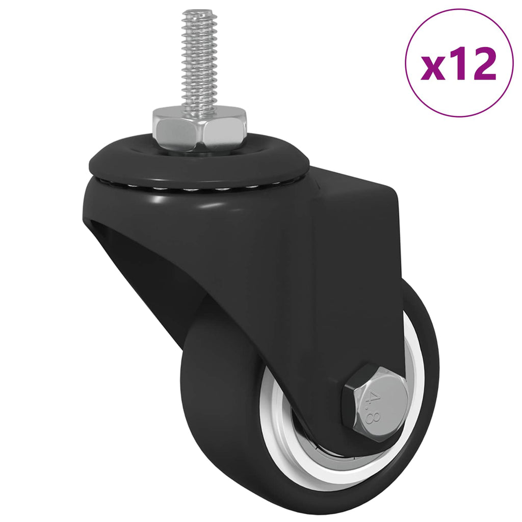 Rueda giratoria 12 pcs Negro 40,4 x 40,4 x 19,7 mm