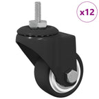 Rueda giratoria 12 pcs Negro 40,4 x 40,4 x 19,7 mm