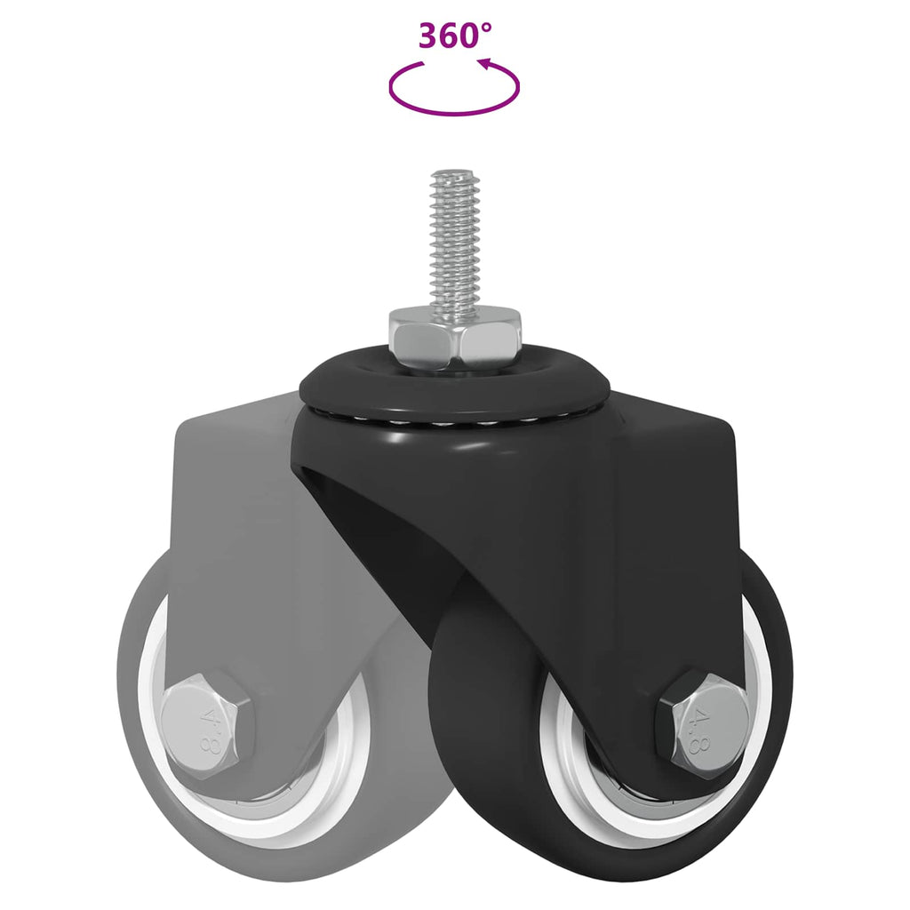 Rueda giratoria 12 pcs Negro 40,4 x 40,4 x 19,7 mm
