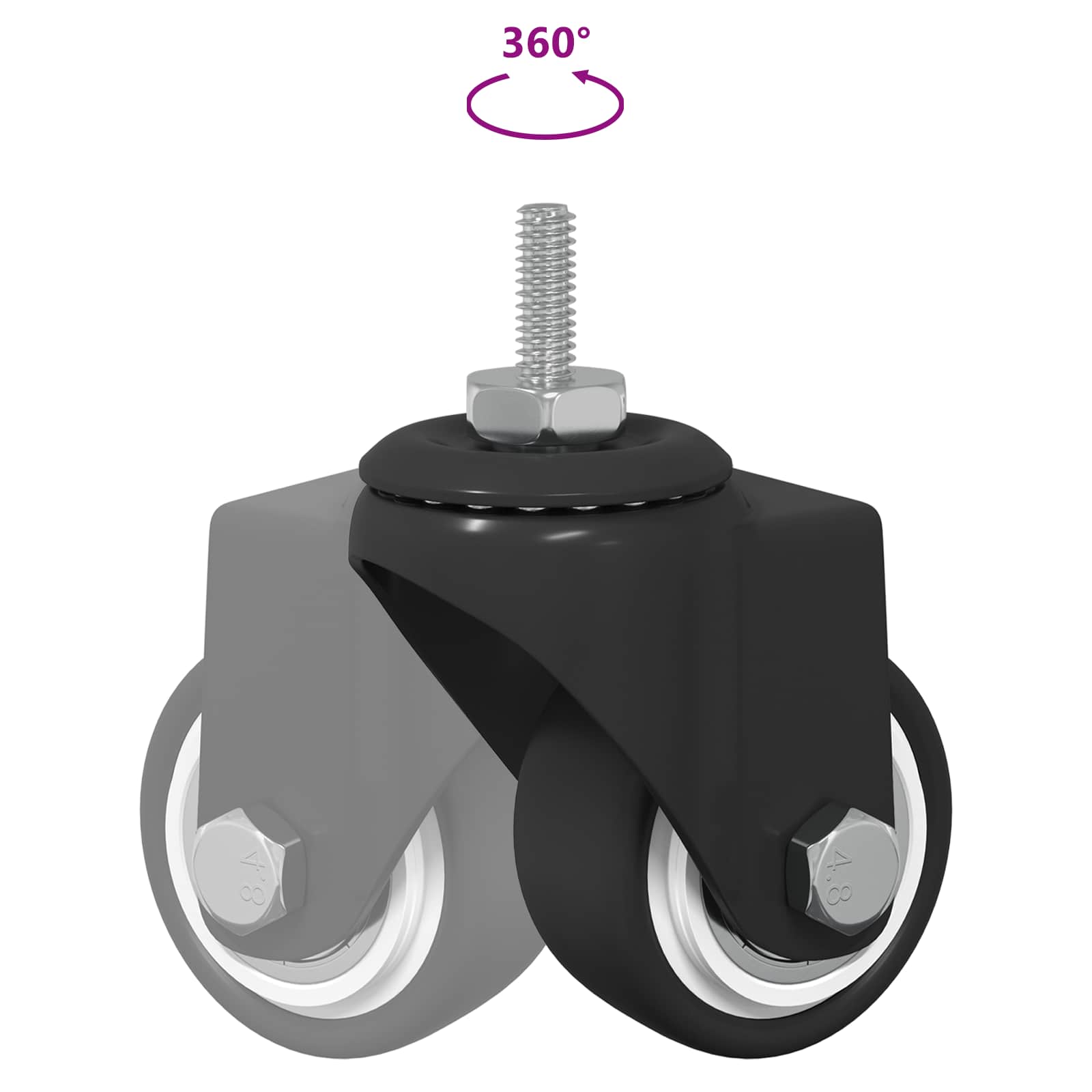 Rueda giratoria 12 pcs Negro 40,4 x 40,4 x 19,7 mm
