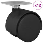 Rueda giratoria 12 pcs Negro 39,5 x 39,5 x 37,8 mm Hierro y PP