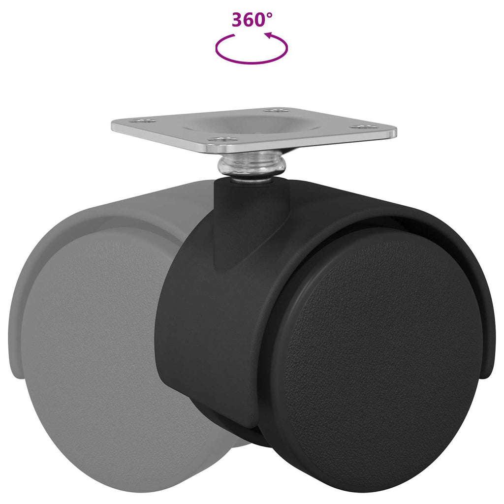 Rueda giratoria 12 pcs Negro 39,5 x 39,5 x 37,8 mm Hierro y PP