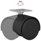 Rueda giratoria 12 pcs Negro 39,5 x 39,5 x 37,8 mm Hierro y PP