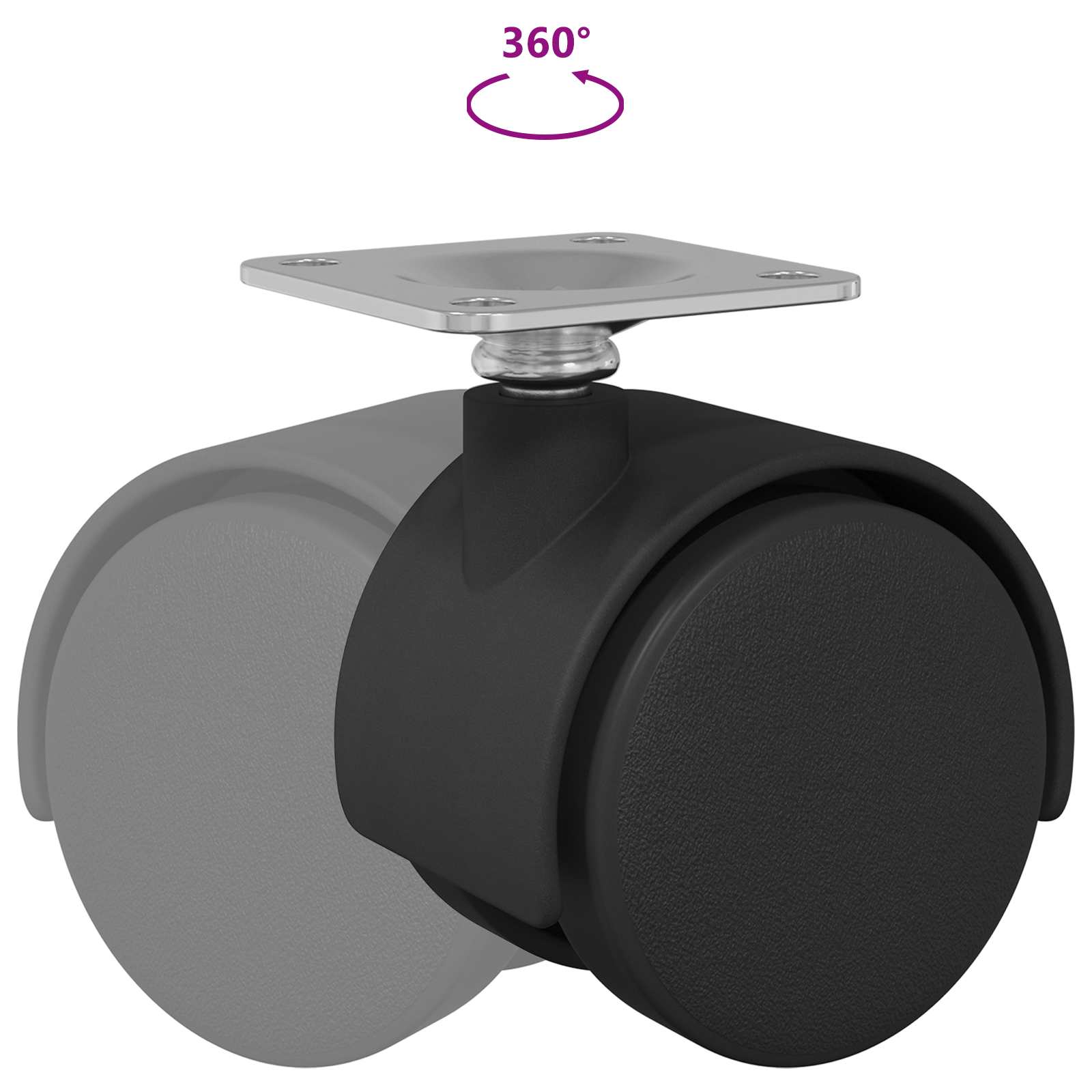 Rueda giratoria 12 pcs Negro 39,5 x 39,5 x 37,8 mm Hierro y PP