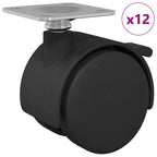 Rueda 12 pcs Negro 39,5 x 39,5 x 37,8 mm Hierro y polipropileno