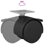 Rueda 12 pcs Negro 39,5 x 39,5 x 37,8 mm Hierro y polipropileno