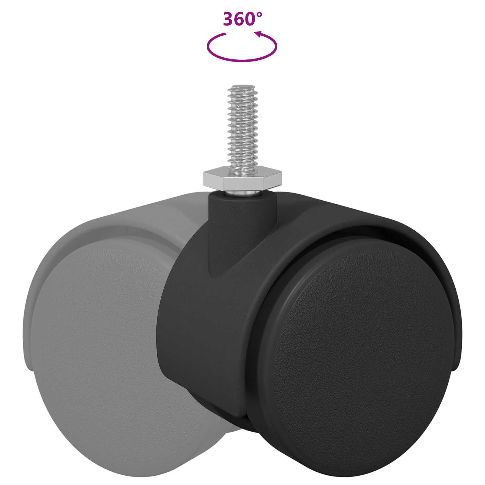 Rueda 12 pcs Negro y Plata 40,1 x 40,1 x 37,8 mm Hierro y PP