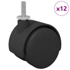 Ruedas 12 pcs Negro 40,1 x 37,8 mm PP y hierro
