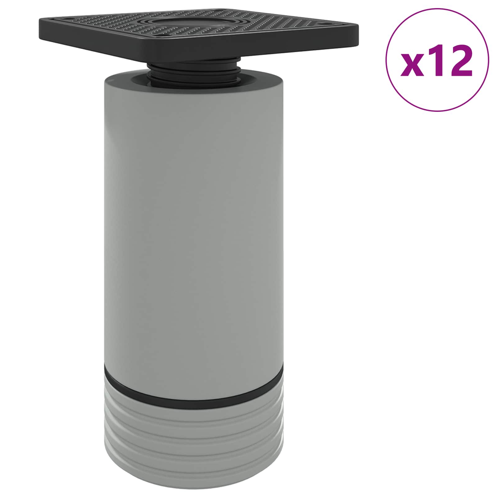 Patas de Muebles Ajustable 12 pcs 64 x 64 x 100 mm PP