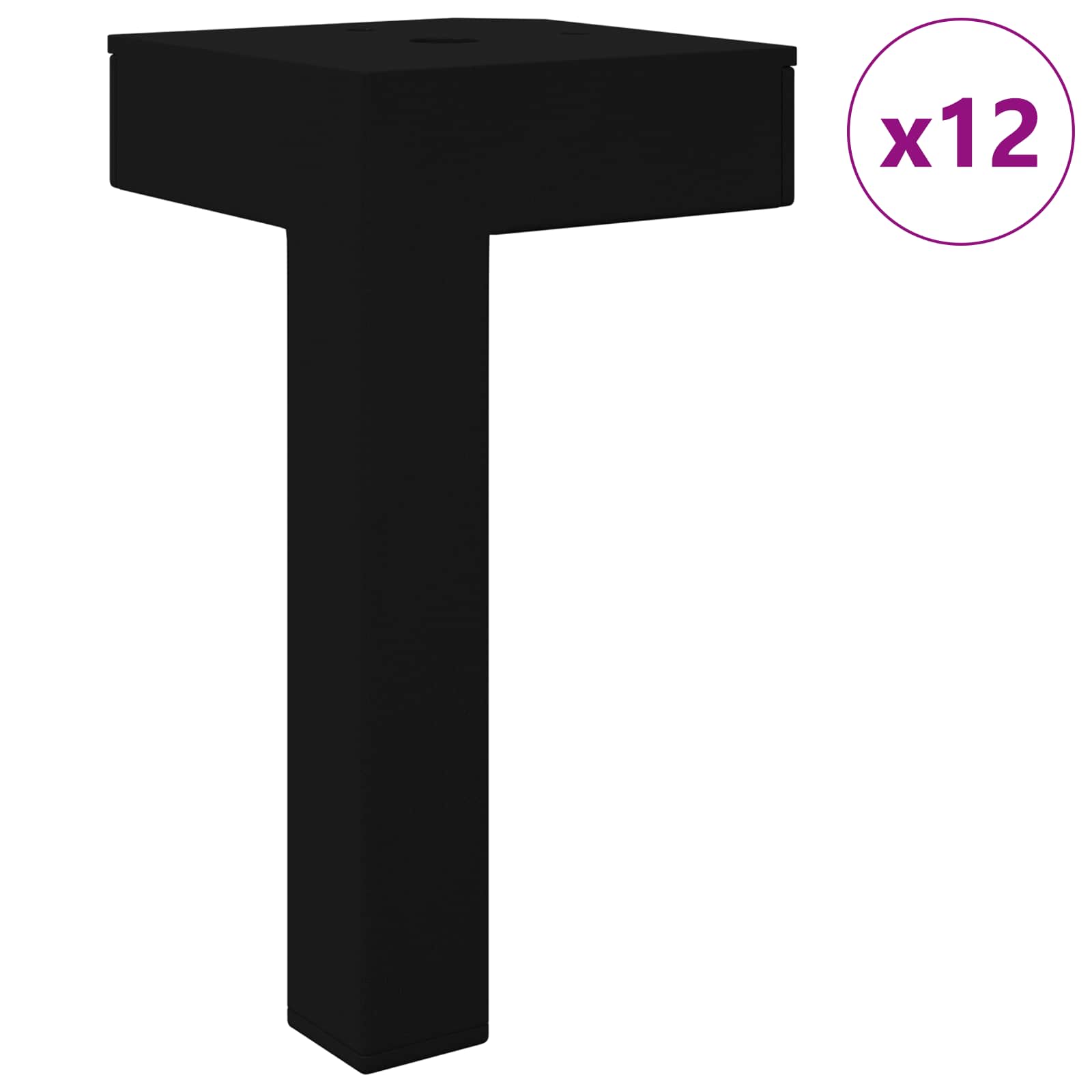 Pies de Soporte 12 pcs Negro 57 x 57 x 100 mm Hierro
