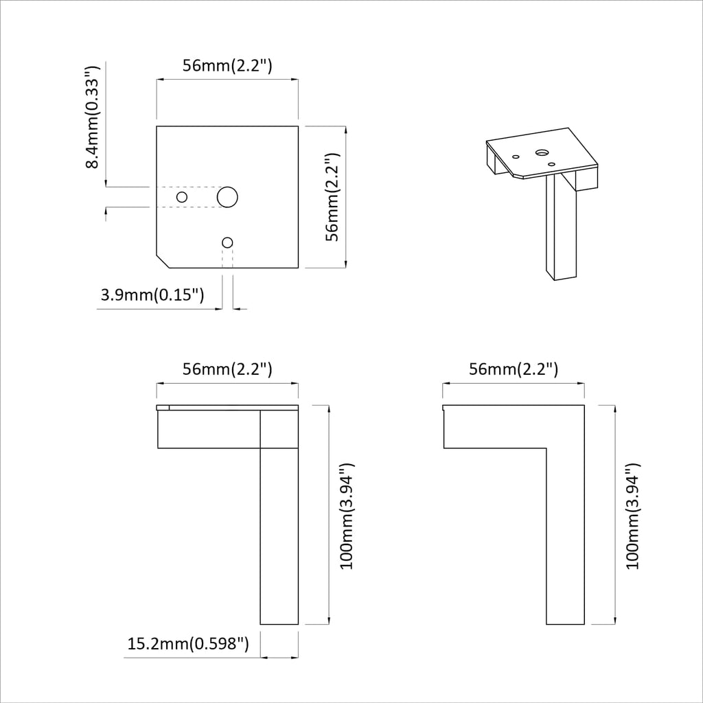 Pies de Soporte 12 pcs Negro 57 x 57 x 100 mm Hierro