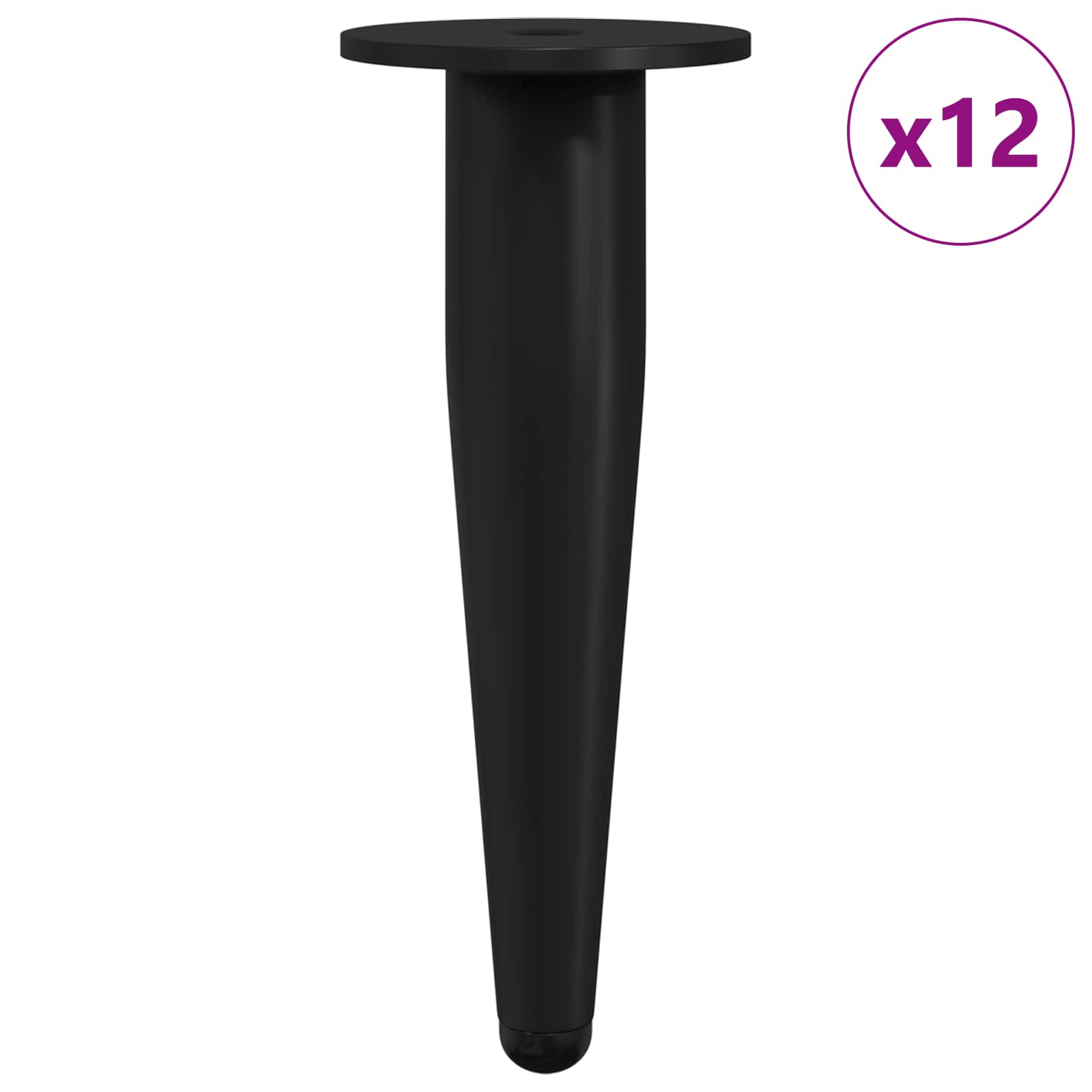 Patas de Muebles 12 pcs Negro Ø 40 x 98 mm Hierro