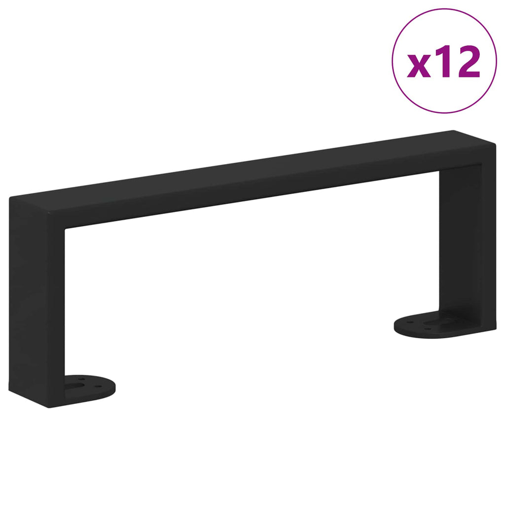 Patas de Muebles 12 pcs Negro 281 x 40,5 x 100 mm Hierro