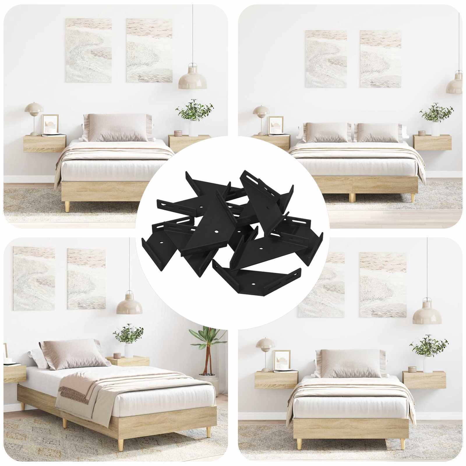 Soporte de Esquina 12 pcs Negro 138,5 x 50,5 x 16 mm Hierro