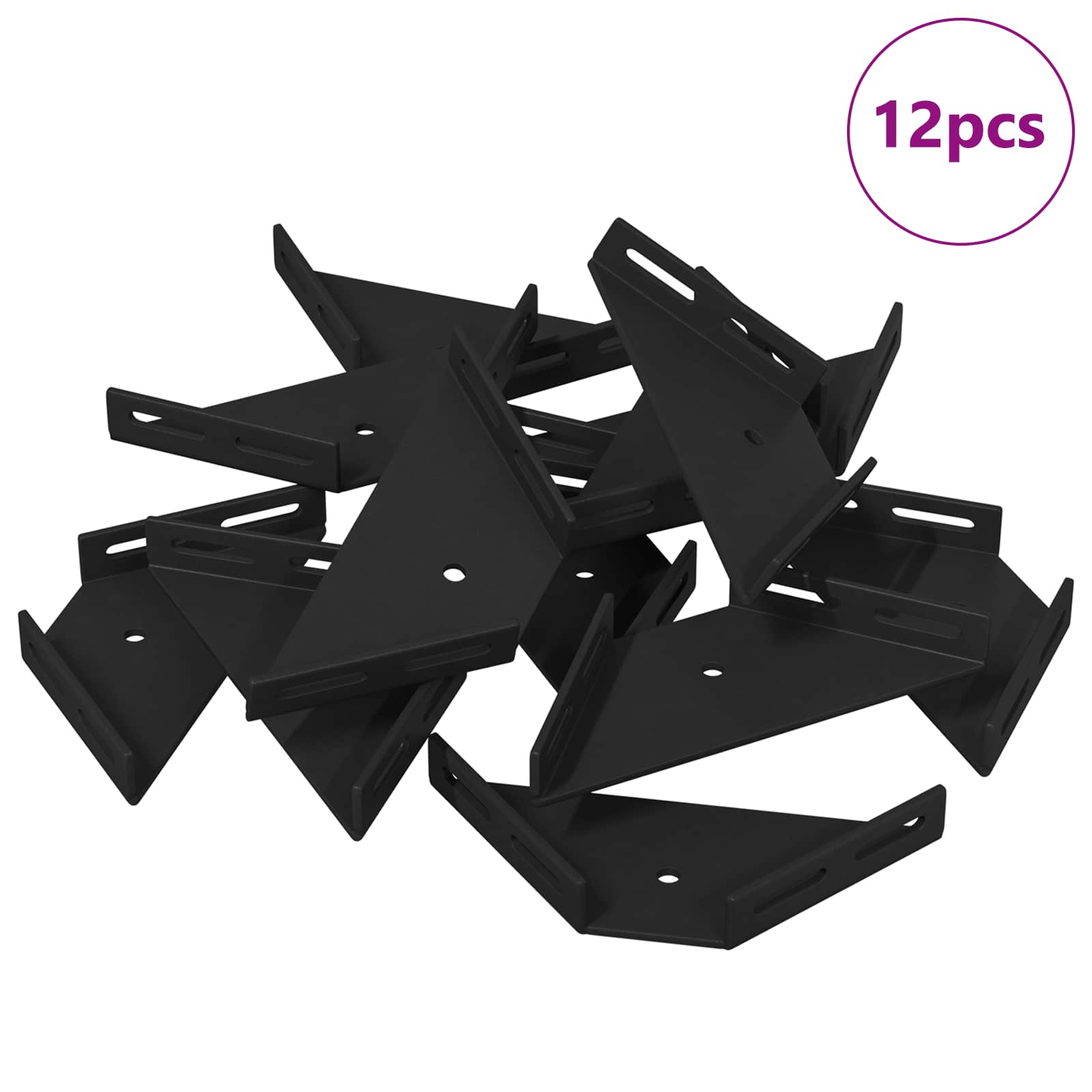 Soporte de Esquina 12 pcs Negro 138,5 x 50,5 x 16 mm Hierro