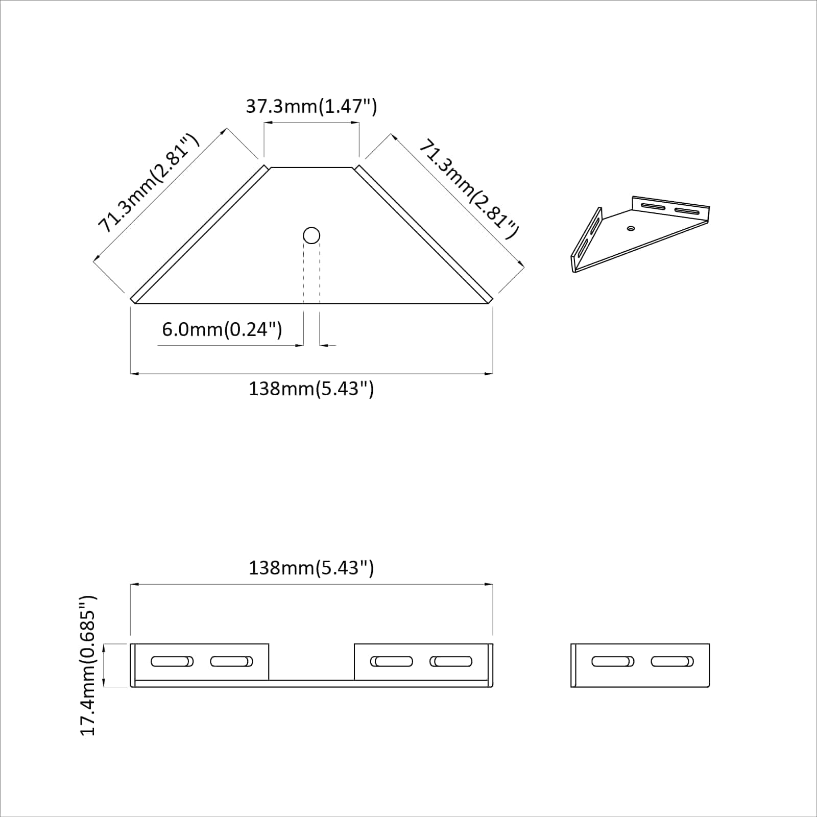 Soporte de Esquina 12 pcs Negro 138,5 x 50,5 x 16 mm Hierro