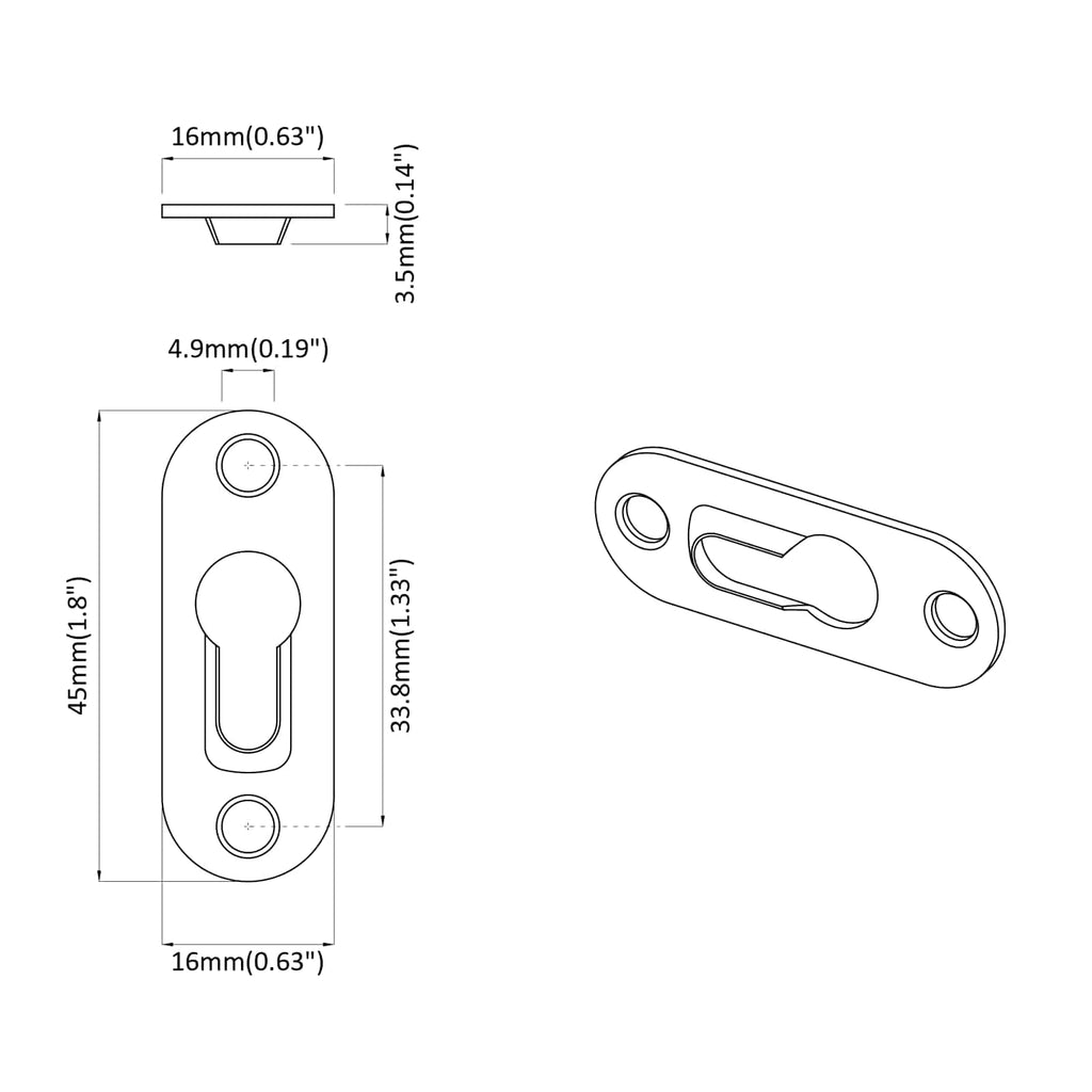 Percha con Agujero de Llave 12 pcs Plateado 45 x 16 x 3.5 mm