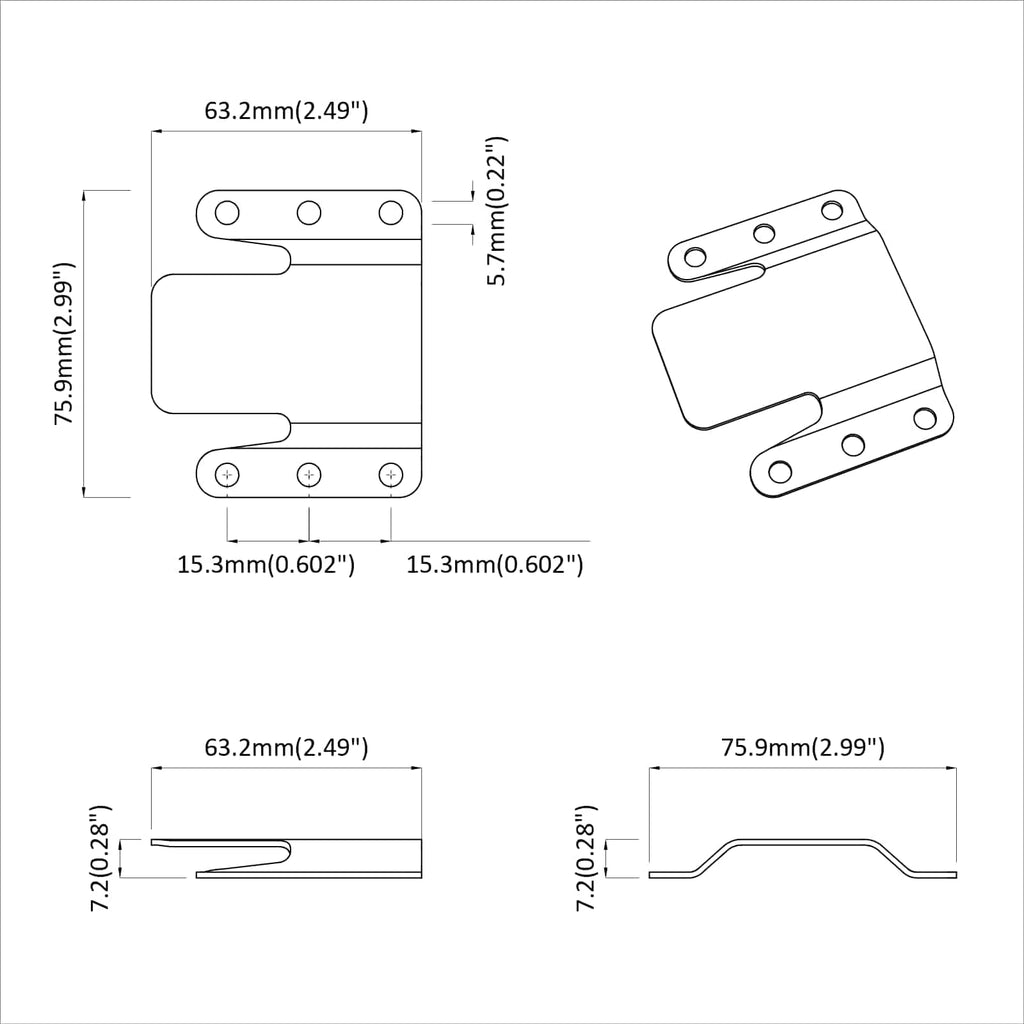 Soporte de Montaje Flush 12 pcs Plateado 75 x 66 x 1,4 mm Acero