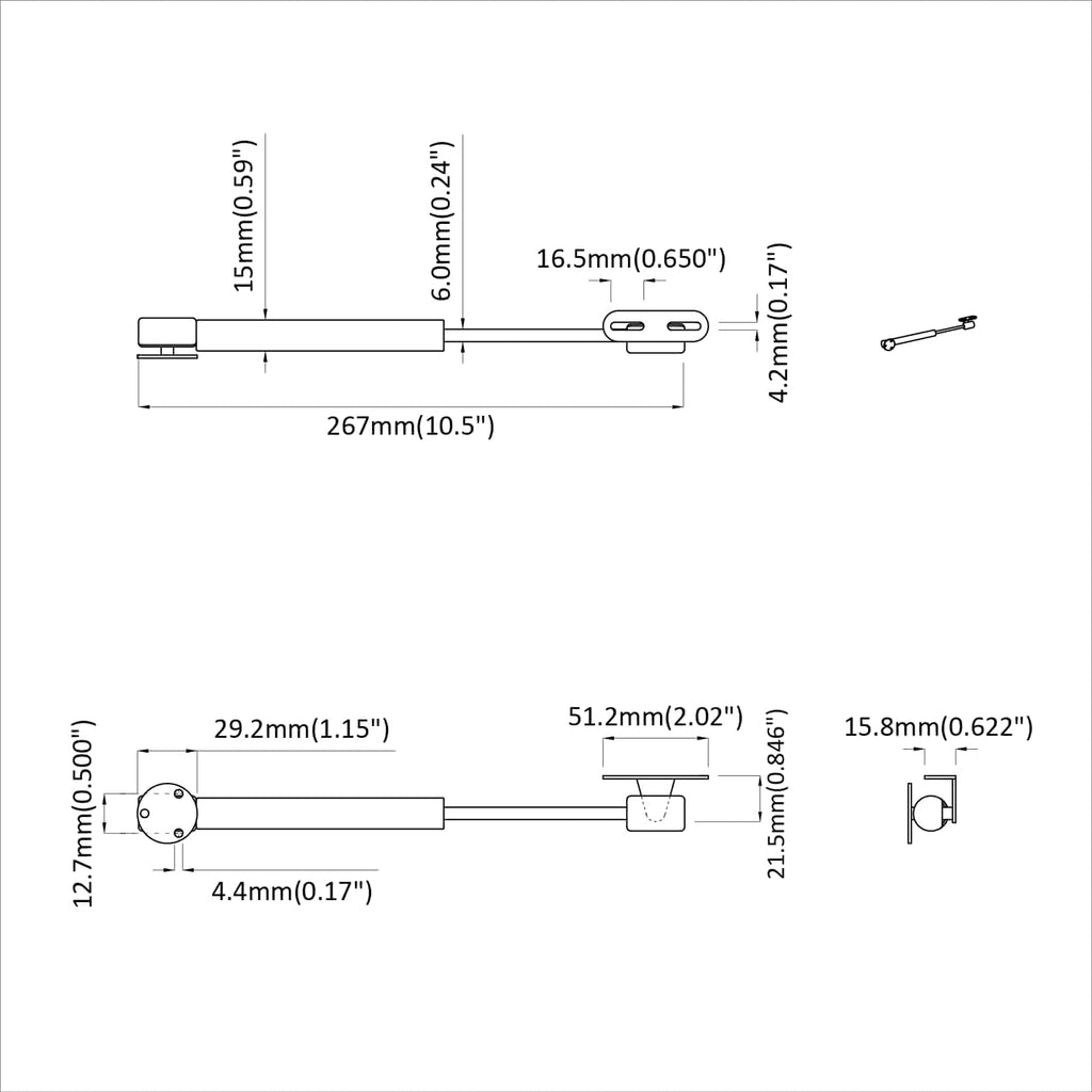 Resorte de Gas Hidráulico 12 pcs Plateado 280 x 17 x 16 mm