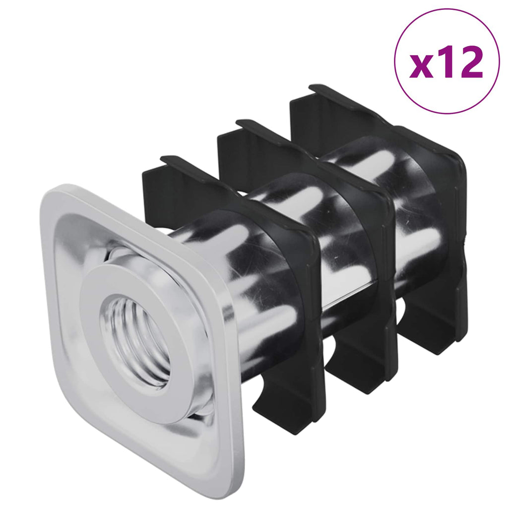 Inserto de tubo roscado 12 pcs Negro y Plata Acero Galvanizado
