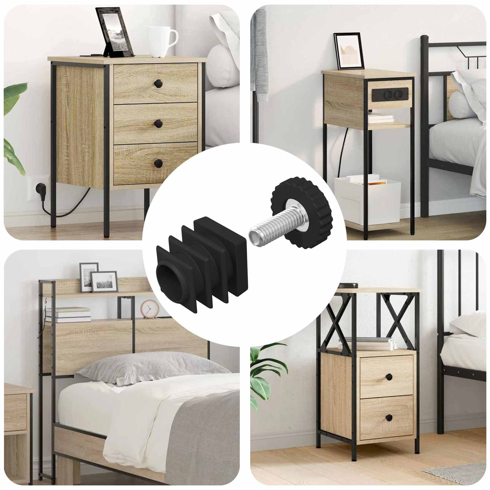 Niveladores para Muebles Ajustable 12 pcs Negro M6 PP