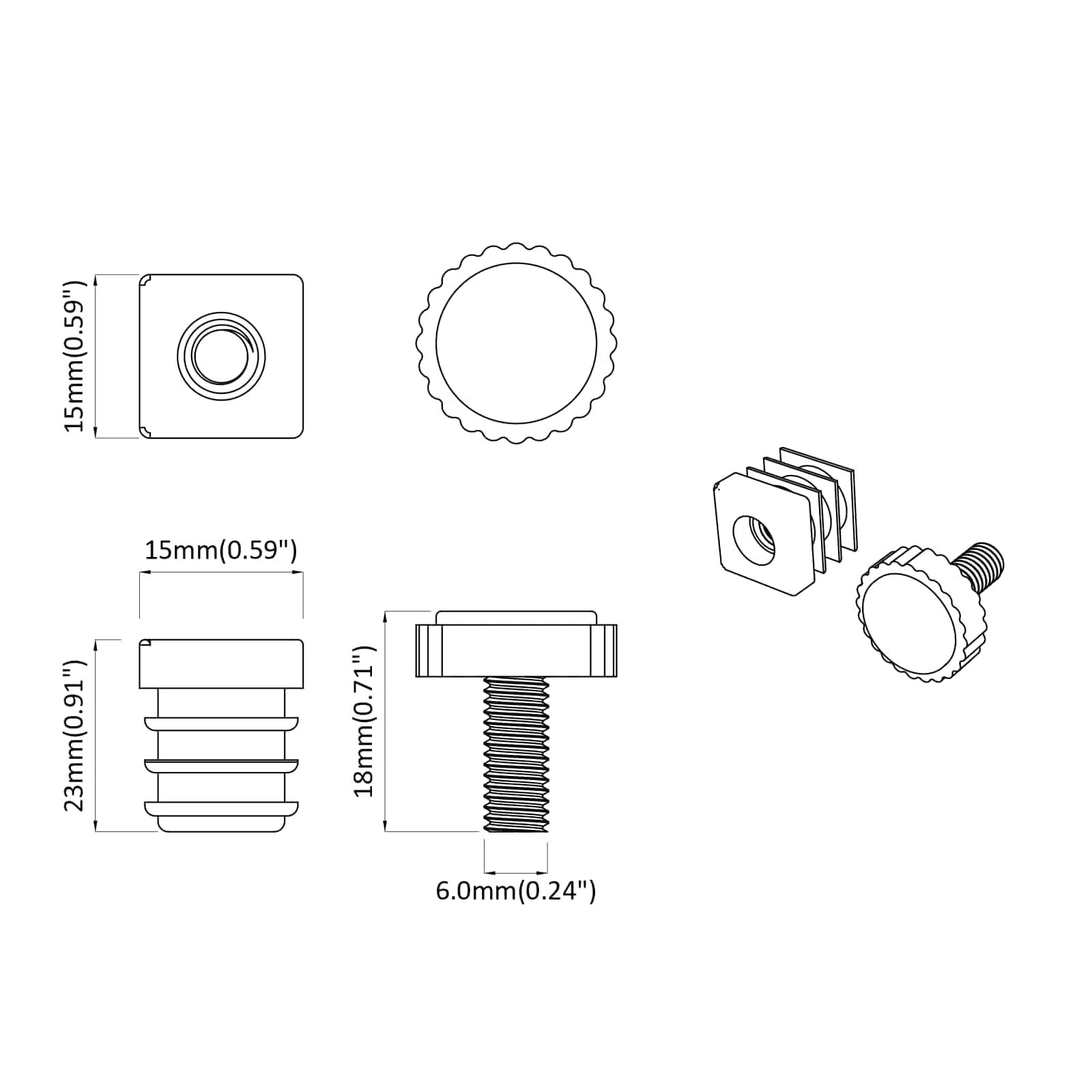 Niveladores para Muebles Ajustable 12 pcs Negro M6 PP