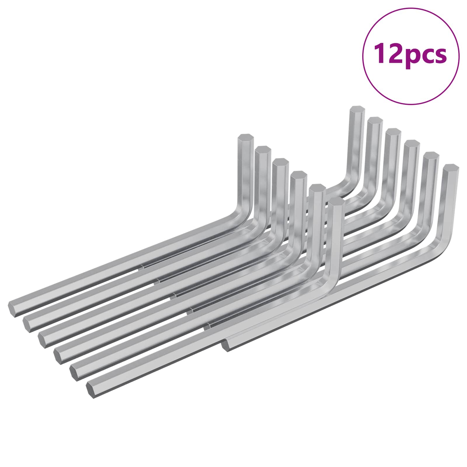 Llave hexagonal 12 pcs Plateado 20 x 52 mm Acero