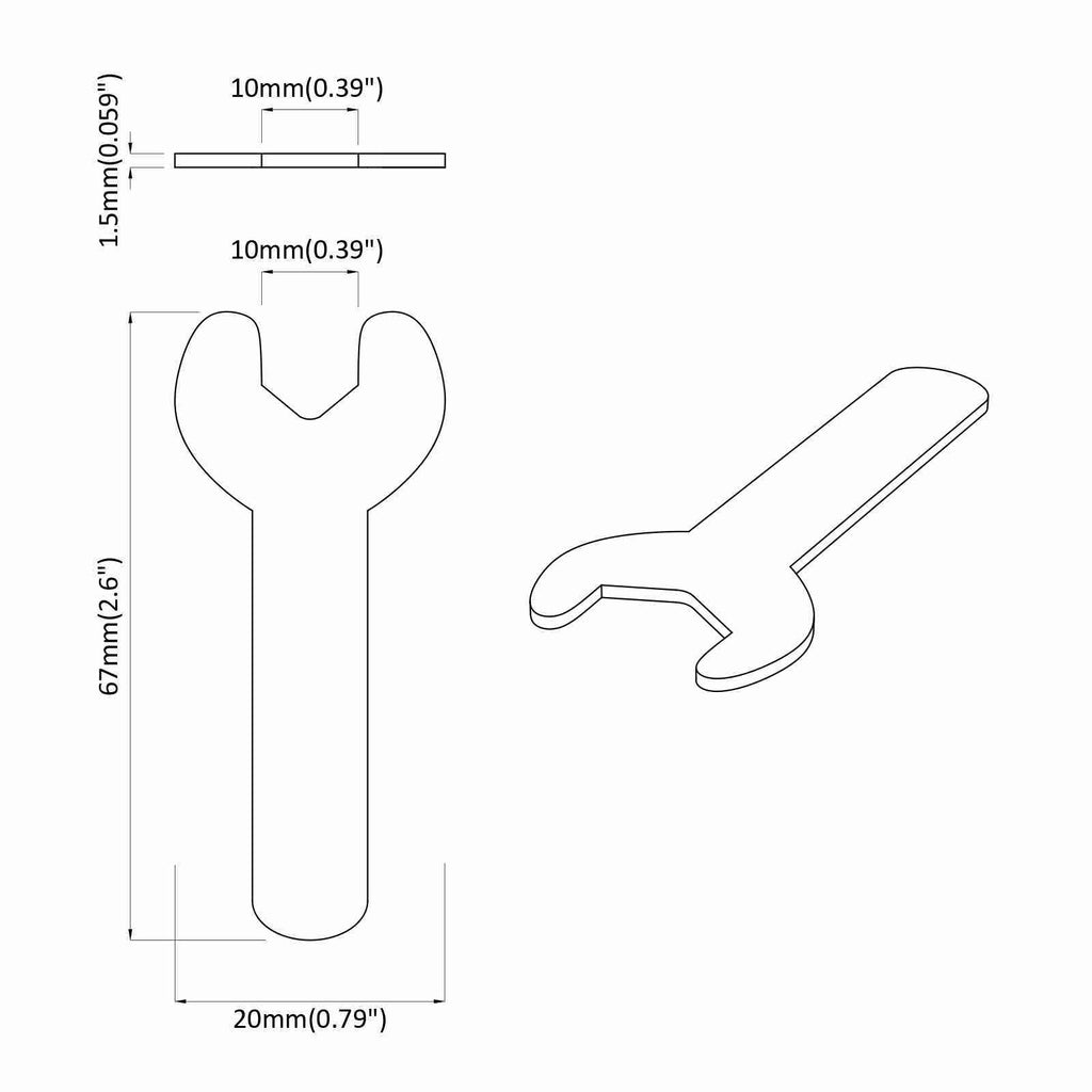 Llave 12 pcs Plateado 10 mm Hierro