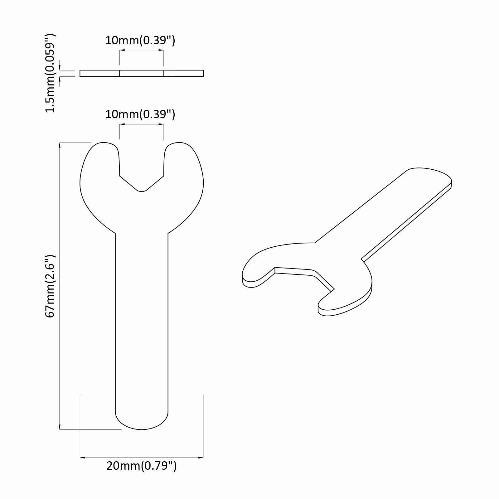 Llave 12 pcs Plateado 10 mm Hierro