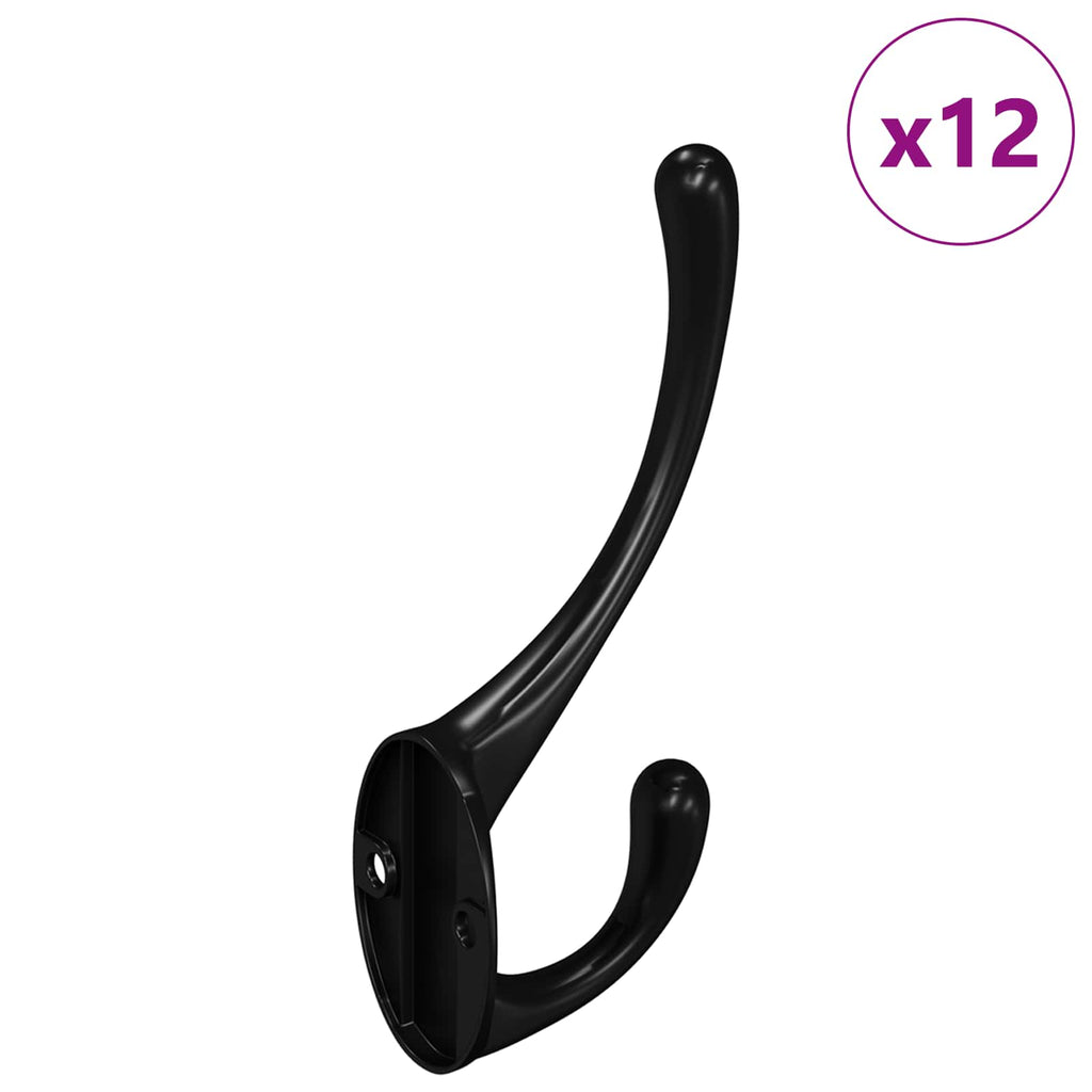 Ganchos para ropa 12 pcs Negro 102 x 29 x 47mm Aleación de Zinc
