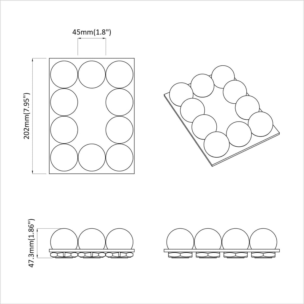 Luces Espejo 12 pcs 4.5 x 4.5 x 4.8 cm Plástico