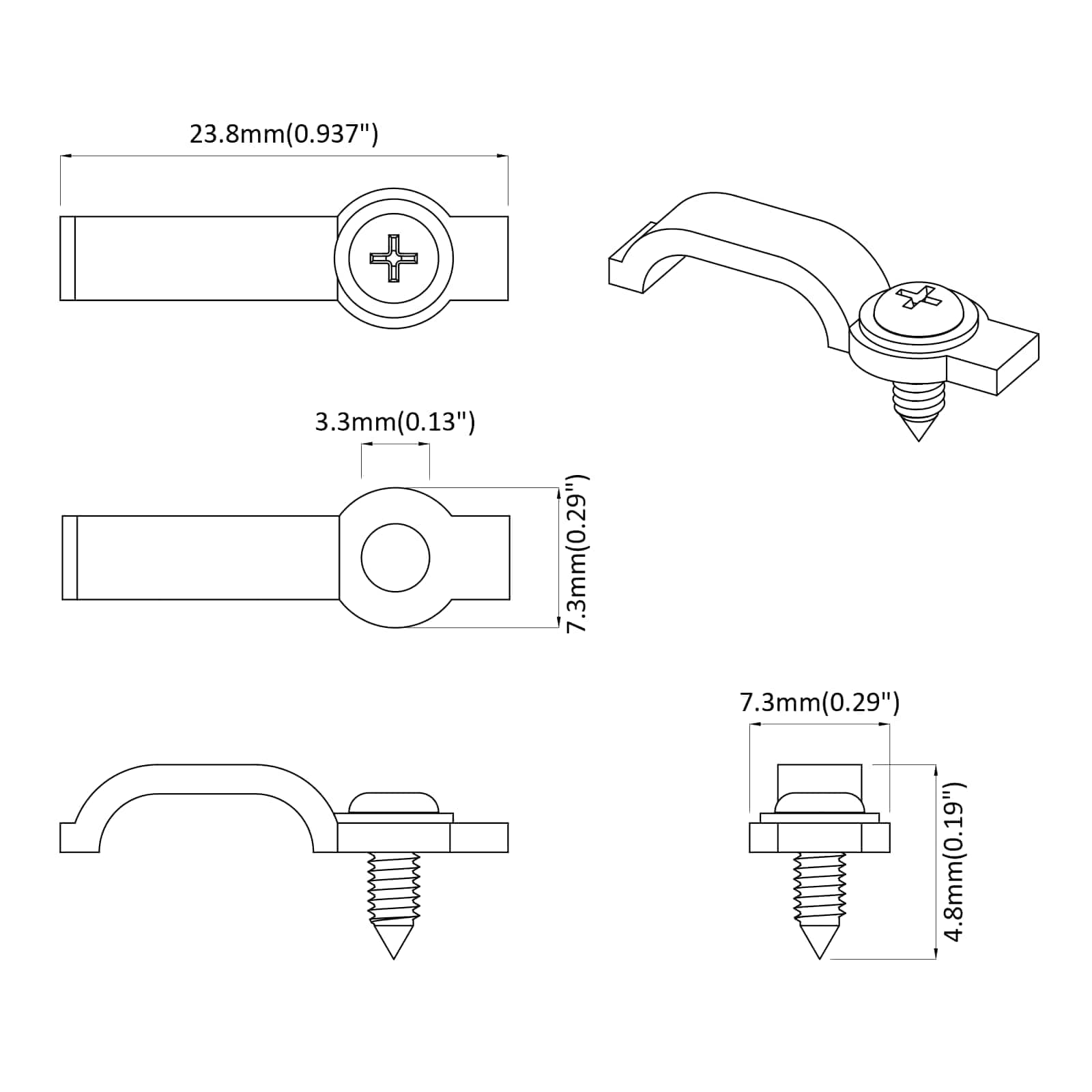 Clips de tira LED 12 pcs Transparente 23,8 x 7,3 x 4,3 mm