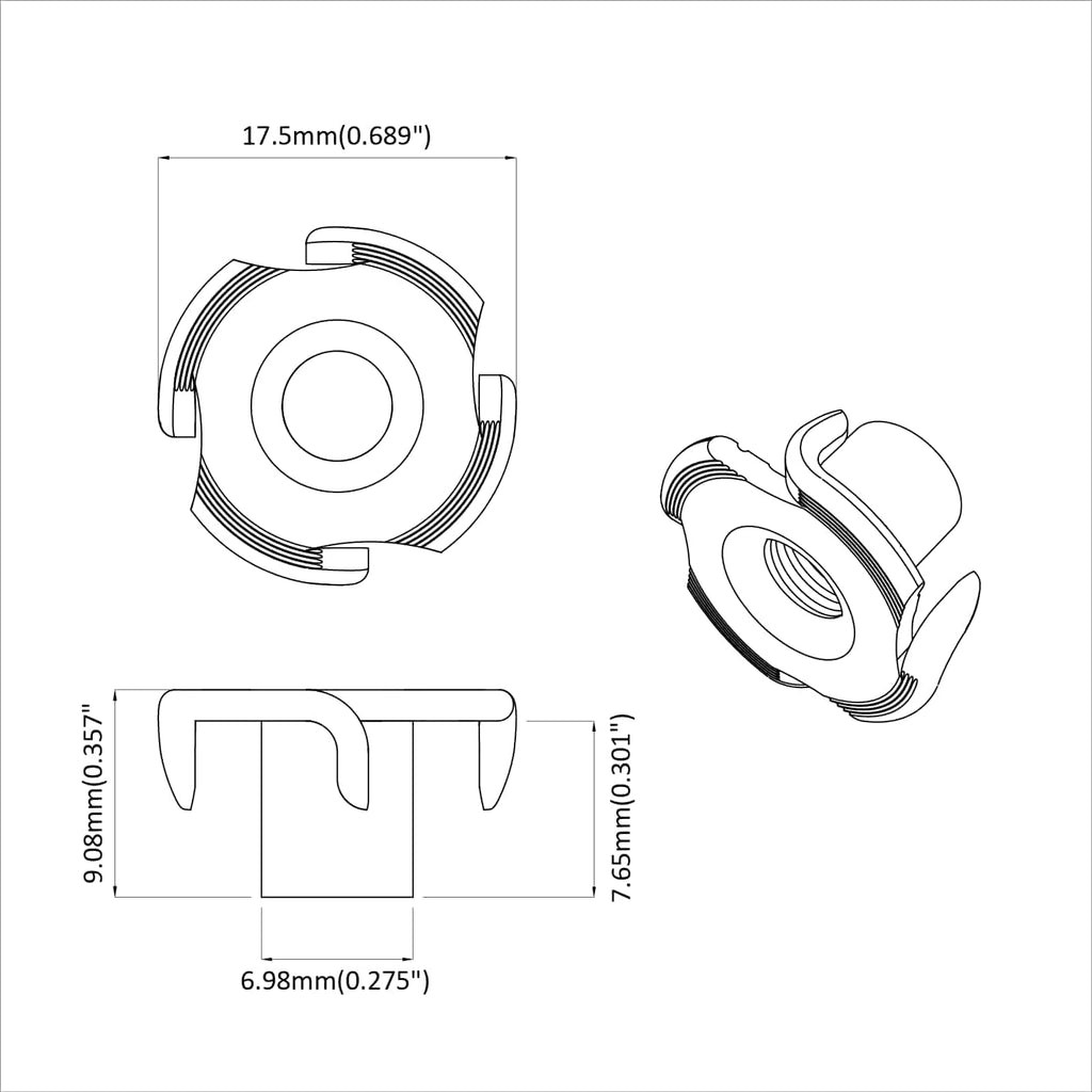 Tuerca T dentada 12 pcs Plateado M6 mm Acero