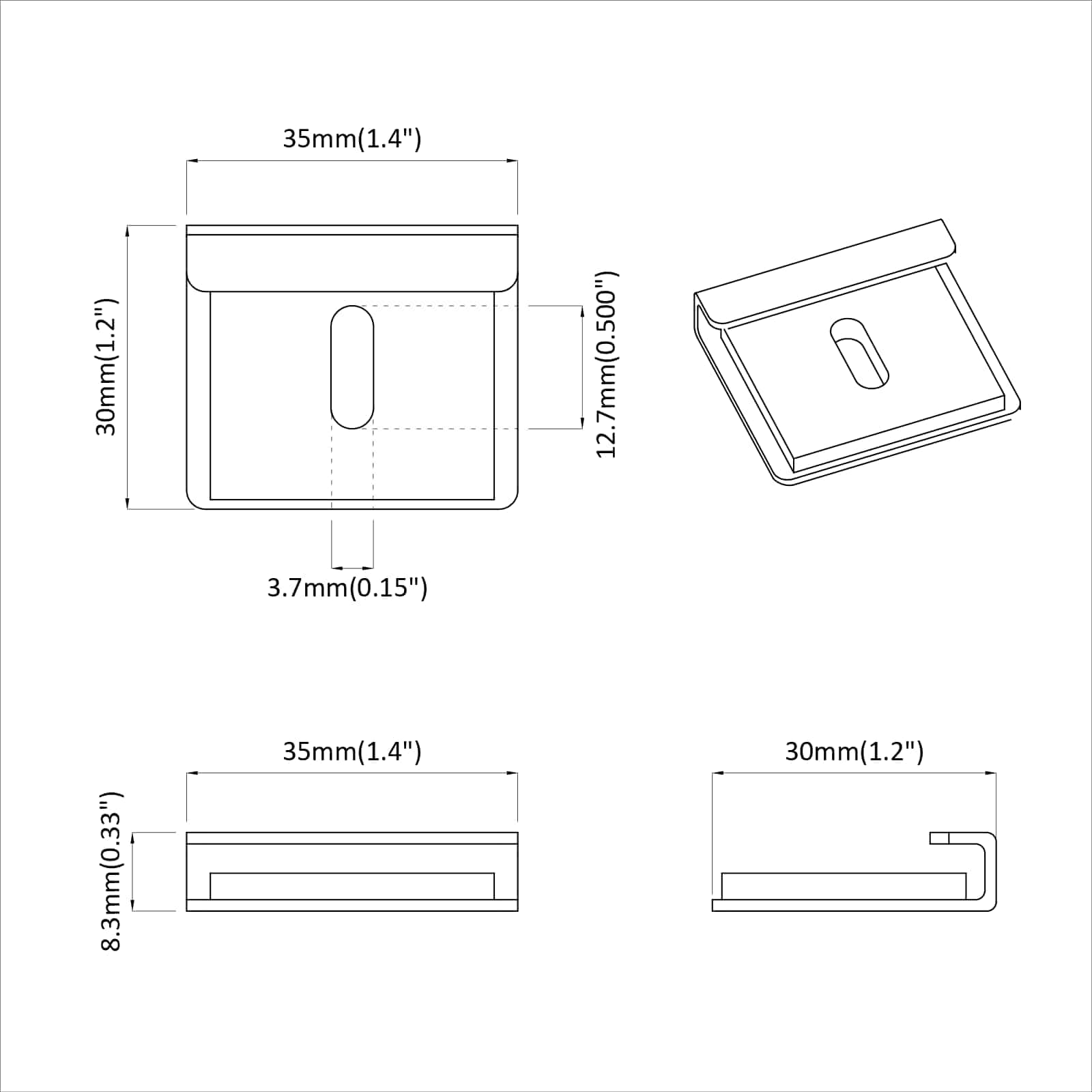 Soporte para Sostener Espejo 2 pcs Níquel 35 x 30 x 8,3 mm