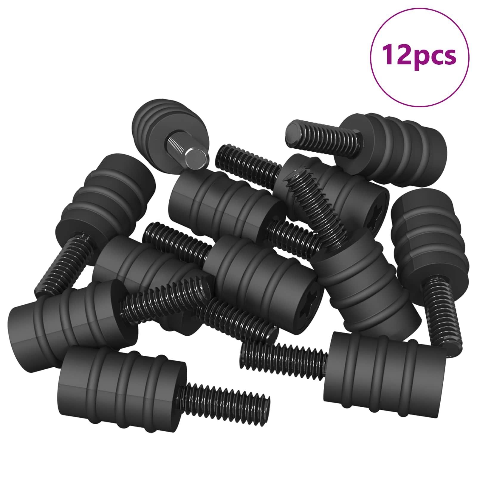 Tornillo Separador 12 pcs Negro M4 Caucho y Acero